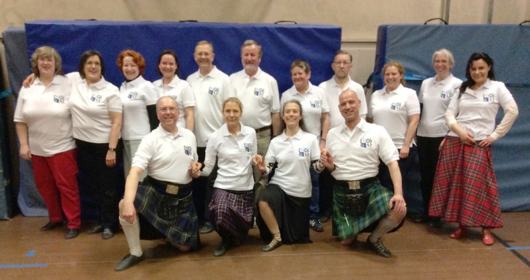 Group wearing club T-shirts